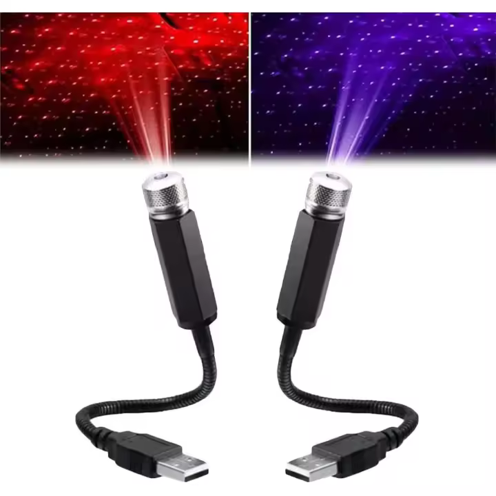 Mini lámpara de proyección LED Star Night, mini lámpara de proyección LED, mini lámpara de proyección LED Star Night de Volneox, mini lámpara de proyección LED Star Night con enchufe USB, luces láser Emerfashion (rojo + morado) - 1