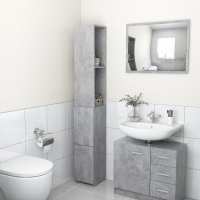 vidaXL Armario de baño madera contrachapada 25x26,5x170 cm en color Blanco/Roble Sonoma/Gris sonoma y más | almacenamiento funcional diseño moderno para baño dormitorio sala - details 3