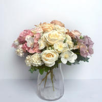 Boucle De Paejas Artificiales De Alta Calidad Con 7 Cabezas Rosa Y Azul Para Decoración De Hogar Bodas Fiestas Plantas Falsas Para El Hogar - details 5