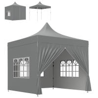 Outsunny Carpa Plegable Pop-up Gazebo 3x3 m Cenador Plegable con 4 Paredes Laterales Anti-UV Altura Ajustable Marco Metálico Robusta y Bolsa de Transporte para Camping Fiestas Gris - details 0