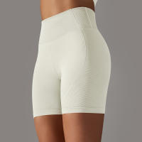 Shorts De Yoga De Cintura Alta Con Control De Abdomen Leggings De Fitness Con Rayas Resistentes Al Agachamiento Shorts De Entrenamiento Sin Costuras - details 18