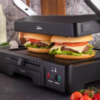 JATA GR1100 - Parrilla eléctrica y grill con placas mixtas antiadherentes de 27,5 x 24 cm. Cocina todo tipo de alimentos. Tapa superior ajustable. 6 posiciones. 2000 W. Apertura 180º - details 1
