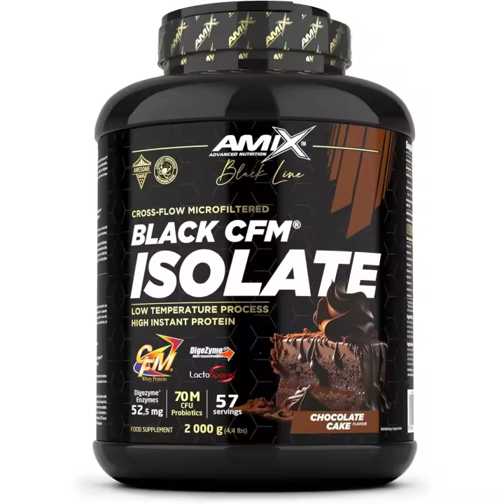 Proteína Amix Nutrition Black CFM Isolate - Mantiene Masa Muscular - Enzimas Digestivas - Rápida Absorción - 2 Kg - 1