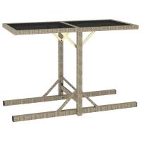 vidaXL Mesa de jardín de vidrio y ratán sintético 110x53x72 cm en color Beige/Negro y marrón/Marrón y más | estructura resistente ideal para salón dormitorio o estudio - details 0
