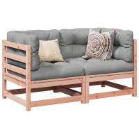 vidaXL Set de sofás jardín 2 pzas con cojines madera abeto Douglas en color Douglas natural/Pino natural | acolchados duraderos para sofás de jardín terraza exterior - details 0