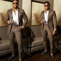 Traje De Boda Para Hombre 2 Piezas Talla Justa Marrón Traje De Negocios Hecho a Medida Conjunto De Traje Formal Con Chaqueta Y Pantalones - details 4