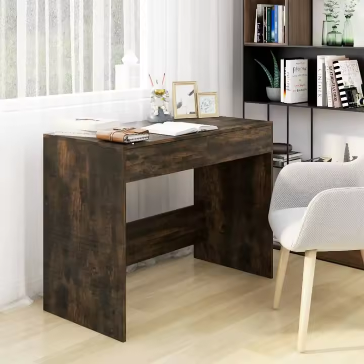 vidaXL Escritorio de madera contrachapada 101x50x76,5 cm en color Blanco/Gris hormigón/Gris sonoma y más | estructura resistente ideal para salón dormitorio o estudio - 1
