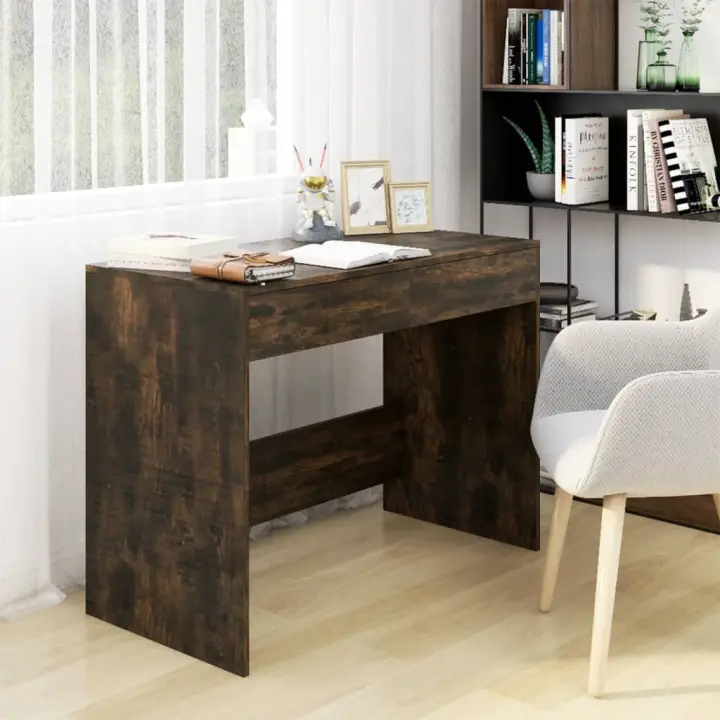 vidaXL Escritorio de madera contrachapada 101x50x76,5 cm en color Blanco/Gris hormigón/Gris sonoma y más | estructura resistente ideal para salón dormitorio o estudio - 1