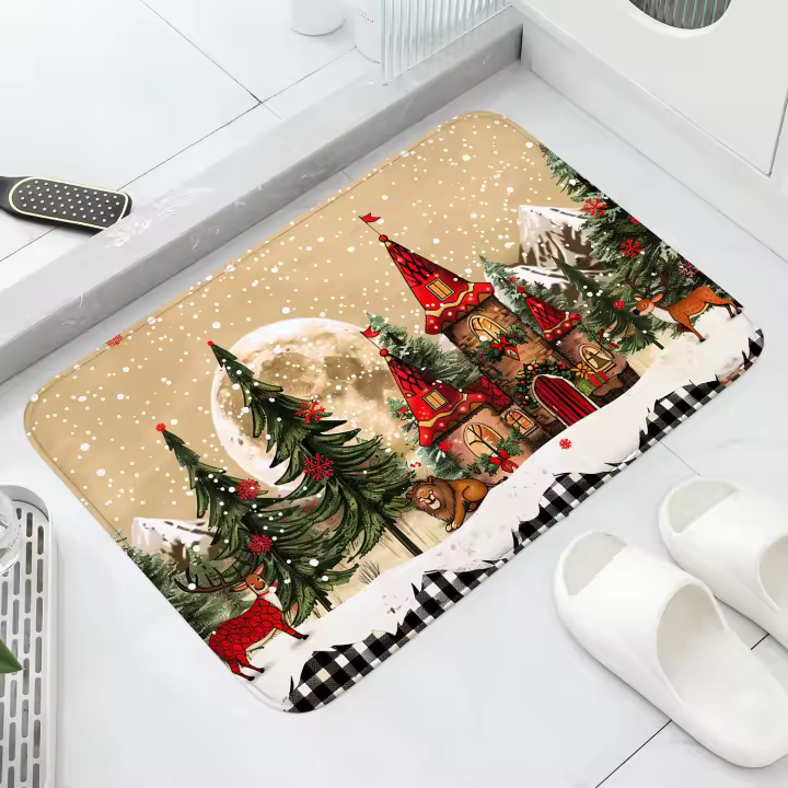 Alfombra Antideslizante Navideña Lavable Rápida Absorbente Para Interior/Exterior RV Mat De Entrada Para Baño Decoración Del Hogar - 1