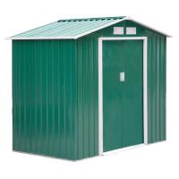 Outsunny Caseta de Jardín 213x130x185 cm Cobertizo Metálico de Exterior para Almacenamiento de Herramientas con 2 Puertas Correderas y 4 Ventanas para Terraza Verde Oscuro - details 0