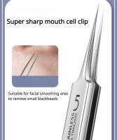 Tweezers Especiales Para Quitar Punzones Y Acné Ultra Fina De 5 Células Herramienta Cosmética Para El Hospital Para Extraer Blackheads Y Punzones Cercanos - details 2