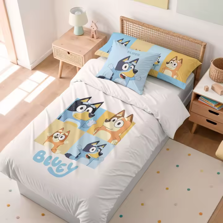 Funda Nórdica Infantil BLUEY + Funda de Almohada – Algodón Suave y Transpirable - 1