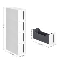 Cajonera estrecha con 4 cajones, deslizable con ruedas extraíbles, ahorro de espacio para baño, blanco y marrón o gris, 45x17x84 cm - details 6