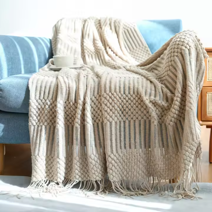 Colcha Bohemia, Manta de DOT suave, Manta reversible, Manta de felpa, Manta para Sofá, Manta para Sofá, capi Manta, color Cafi, 130x200 cm - 1