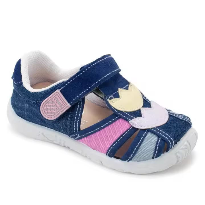 Zapy Sandalias Niña Azul Tejano con Tiras Rosa y Azul - 1