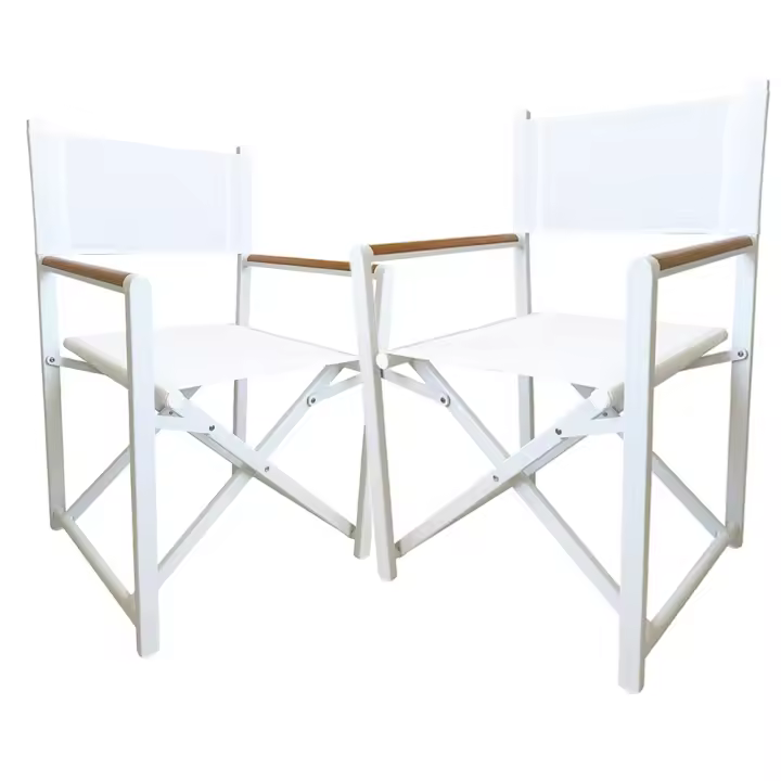 TempoStyle - Set 2 Sillas de Director plegable Fellini Blanco/Madera - 1