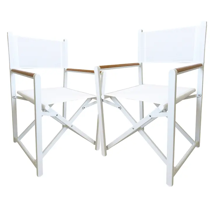 TempoStyle - Set 2 Sillas de Director plegable Fellini Blanco/Madera - 1