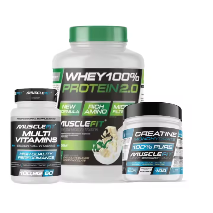 Pack WHEY 2kg + Creatina 300g + Multivitaminas 60 cáps - MuscleFit│Avance Muscular - 1