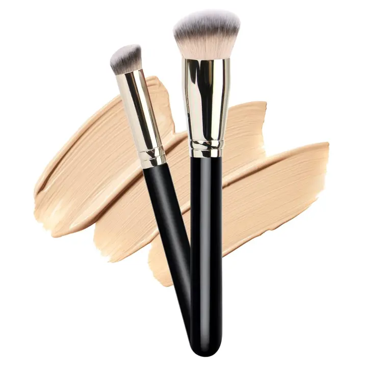 Juego de 2 pinceles de maquillaje, que incluye 1 pincel angular para corrector de los Ojos Y 1 pincel para Polvos, pincel portáthil para el bajo de los Ojos con Das, corrector de los ojos - 1