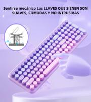 Teclado Inalámbrico Ergonómico 2.4G 106 Teclas Retro Con Teclas De Capa Redonda Función Multimedia Para PC/Laptop/Desktop - details 4