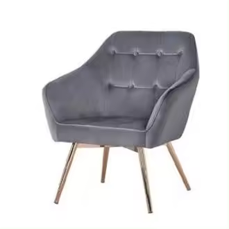 BUTACA POLIESTER METAL 74X74X90 VELVET GRIS OSCURO FIJALO MB207823 - 1