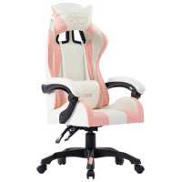 vidaXL Silla gaming de cuero sintético en color Negro/Rosa | cómodas modernas ergonómicas para comedor cocina salón hogar - details 1