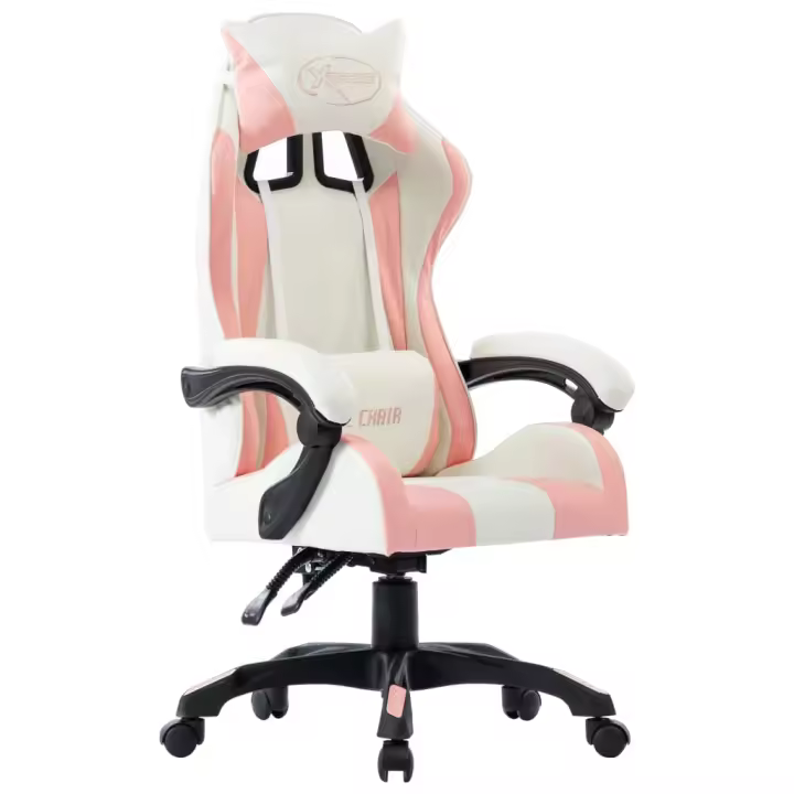 vidaXL Silla gaming de cuero sintético en color Negro/Rosa | cómodas modernas ergonómicas para comedor cocina salón hogar - 1
