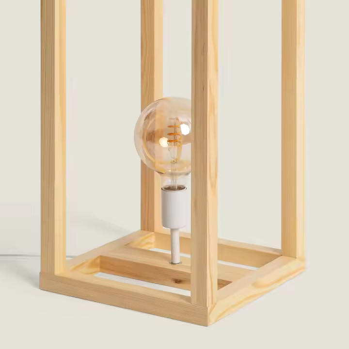 Ledkia Lámpara de Pie de Madera Coba - Diseño Nórdico-vintage para Iluminar Tu Hogar - 1