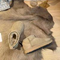 Botas De Nieve Para Mujer Invierno 2024 Diseño Retro De Cuero Suave Calientes Planas Con Tacón Bajo Color Sólido Botas De Outdoor Cómodas Y Cálidas - details 8