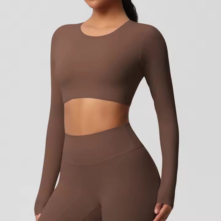 Sirena curva invierno lijado traje de Fitness de manga larga traje de Yoga ajustado Pilates correr Top de manga larga - 1