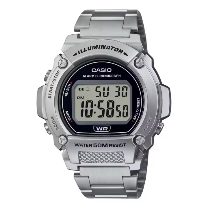 ​reloj deportivo hombre Casio W-219HD-1AV 50m WR luz led 7 años batería correa de acero - 1