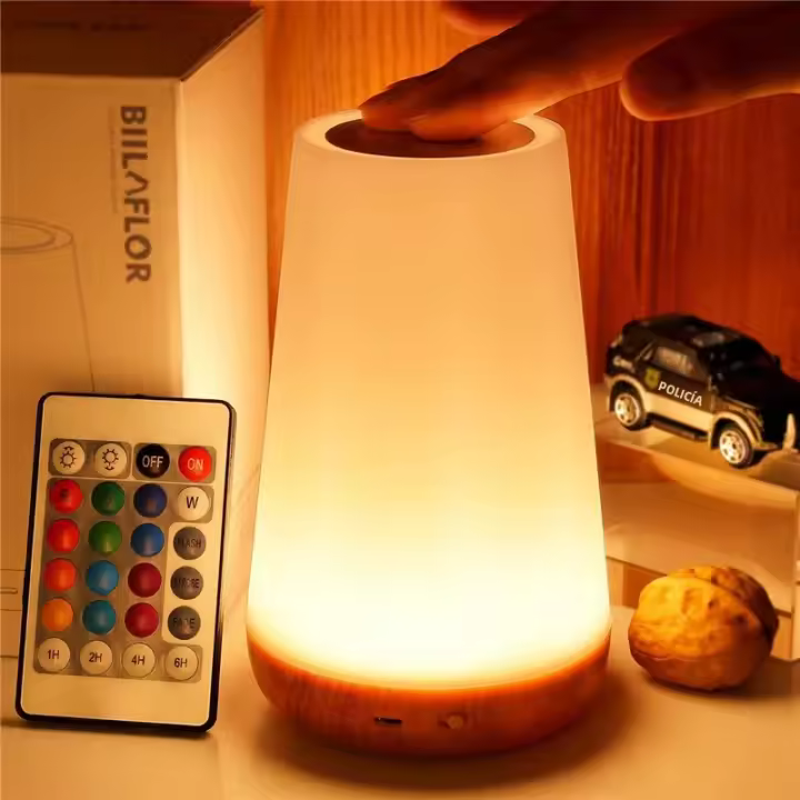 Lámpara Nocturna Recargable USB RGB Con Control Remoto Y Toque Color Cambiante Portátil Para Mesa Y Cama Luz De Noche Dimmable - 1