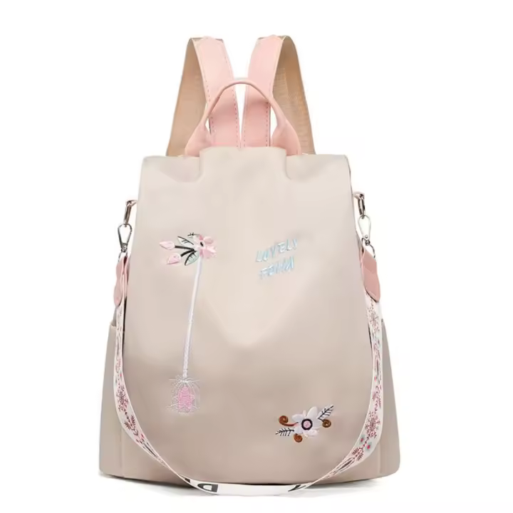 Mochila De Oxford Impermeable Para Mujer Estilo Casual Bordada De Alta Capacidad Bolsa De Viaje Y Compras Con Cierre De Cremallera - 1