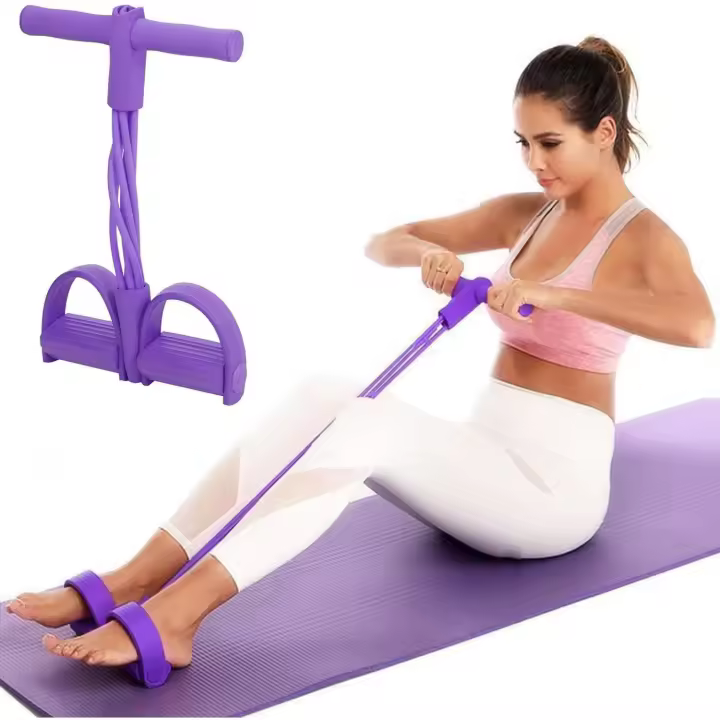 Banda de resistencia de pedal de 6 tubos, cuerda elástica premium para entrenamiento de cuerpo completo, bandas de fitness de látex natural para entrenamiento de fuerza, adelgazamiento de abdomen, cintura, brazos y piernas, equipo de ejercicio para gimna - 1