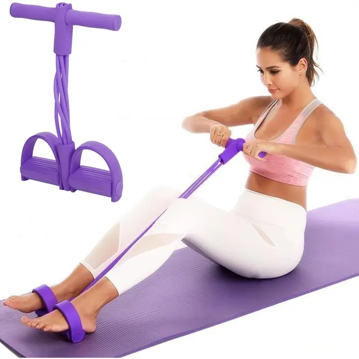 Banda de resistencia de pedal de 6 tubos, cuerda elástica premium para entrenamiento de cuerpo completo, bandas de fitness de látex natural para entrenamiento de fuerza, adelgazamiento de abdomen, cintura, brazos y piernas, equipo de ejercicio para gimna - 1
