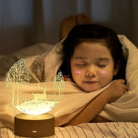 Lámpara Nocturna 3D LED Acrylic USB Para Decoración De Navidad Y Bodas Luz De Noche Para Dormitorio Y Hogar Forma Circular Sin Baterías Incluidas - details 1