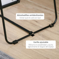 HOMCOM Espejo de Pie Cuerpo Entero de Aleación de Aluminio Espejo de Pared con 2 Formas de Uso Forma de Rectangular para Pasillo Dormitorio Salón 50x161,5x2 cm Negro - details 4