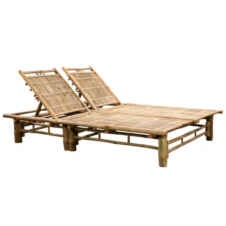 vidaXL Tumbona con cojines para 2 personas bambú Antracita, Gris, Crema Sillas de Exterior Ideal para jardín, playa, piscina, terraza Tumbona Piscina Tumbonas Playa Tumbonas Jardín Exterior - 1