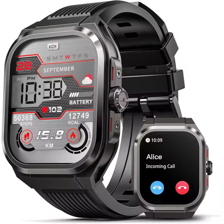 LAGENIO Reloj Inteligente Hombre, 2.1" Smartwatch Hombre con Llamadas Bluetooth, 26 Días de Batería, Smart Watch Pulsometro Monitor de sueño, 100+ Modos Deportivos Impermeable IP68 para Android iOS - 1