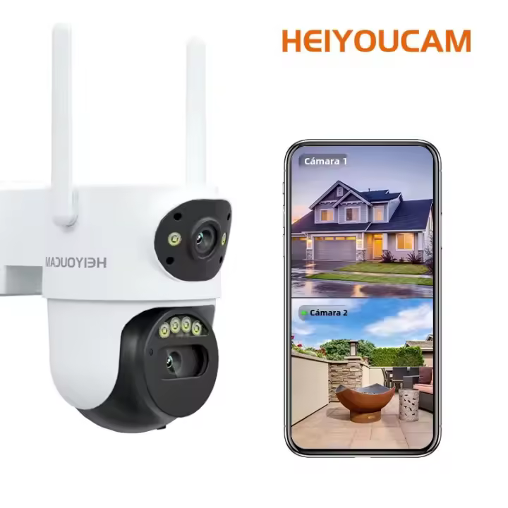 Cámara De Seguridad Exterior HEIYOUCAM WiFi Con Lente Dual 4X Zoom Digital AI Detección Humana 2K 3MP PTZ IP Cámara De Vigilancia - 1