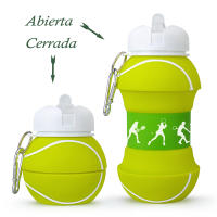 Botella de agua plegable para niños y niñas sin bpa. Cantimplora infantil para camping, personalizada con tu deporte. Balon de agua compacto para regalo barato y original. Pelota reutilizable de silicona para viaje, colegio, gimnasio, running... - details 4