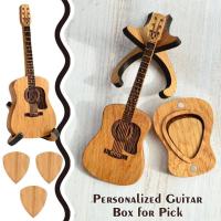 Caja de púas de guitarra acústica de madera popular con soporte caja de púas de guitarra personalizada - details 3