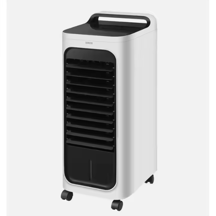 Fabrilamp Climatizador Evaporativo Remolino Blanco/negro 80w 3velocidades 6litros Humidificador Oscilante Acum.de Frio 66,5x25,5x28,5cm MANDO Y TEMPORIZADOR  Panel de control TÁCTIL,4RUEDAS CALIDAD DE CONFIANZA - 1