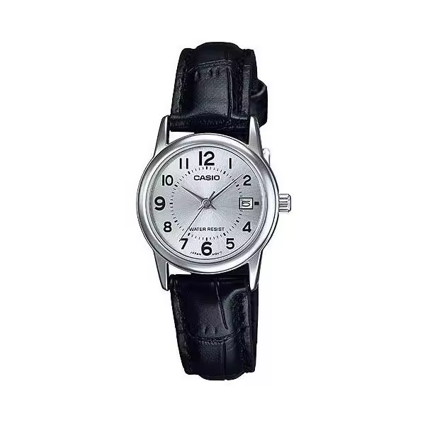 Casio LTP-V002L-7B Reloj Analógico para Mujer, Diseño Elegante con Esfera Blanca, Correa de Cuero Marrón, Movimiento de Cuarzo, Resistencia al Agua - 1