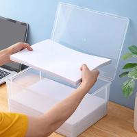 Caja De Almacenamiento Multifuncional Para Escritorio De Oficina Y Hogar Capacidad Grande Para Papel A4 Organizador Ecológico De Plástico Transparente - details 3