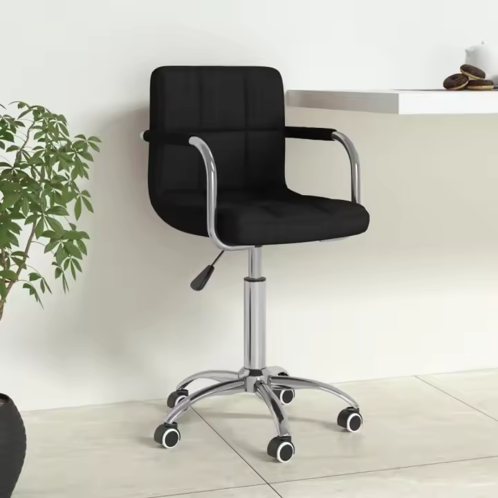 vidaXL Silla de oficina giratoria de tela negra - 1