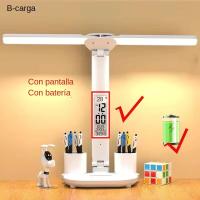 Lámpara De Mesa LED Con Reloj Y 2 Cabezas Rotativas 180° Luz Nocturna Táctil Recargable Por USB Protección Ocular Para Lectura - details 9