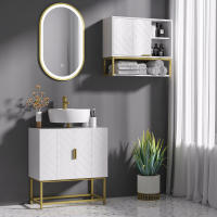kleankin Armario de Pared para Baño Armario Colgante de Baño con Puerta Estante Ajustable y Almacenamiento Inferior para Pasillo Cocina Salón 60x20x51 cm Blanco - details 1