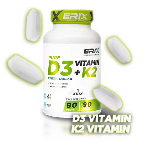 ERIX NUTRICION | VITAMINA D3+K2 90 TABS | VITAMINAS | Favorece la absorción de calcio y apoya al sistema cardiovascular y arterial | Contribuye al Mantenimiento del Sistema Inmune - 1