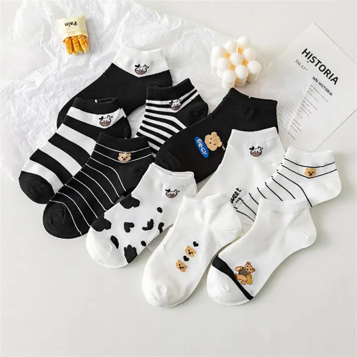 10 Pares De Calcetines Bajo Tubo Con Patrón De Animales Para Mujer Estilo Casual Moda Popular Calcetines Para Dama Y Niña - 1